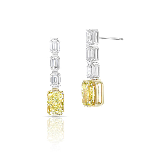 6.2ct yellow diamond, white diamond line earrings,<br>in 18k yellow and white golds <span class='visuallyhidden'>Call or text 323-404-2959 if you need shopping assistance.</span>
